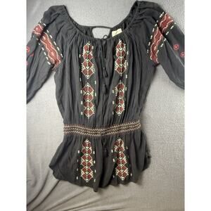 Ralph Lauren Denim & Supply Embroidered Peasant Tunic Size Med Boho Festival Top